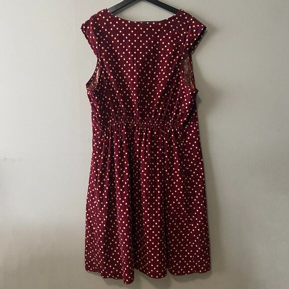 Handmade Plus Size Fine Corduroy Cotton Polka Dot Red Dress - Picture 2 of 12